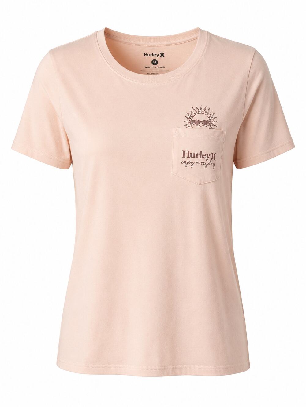 Hurley Women's Small Pink T-Shirt Short Sleeve Crew Neck Beach Surf Tee